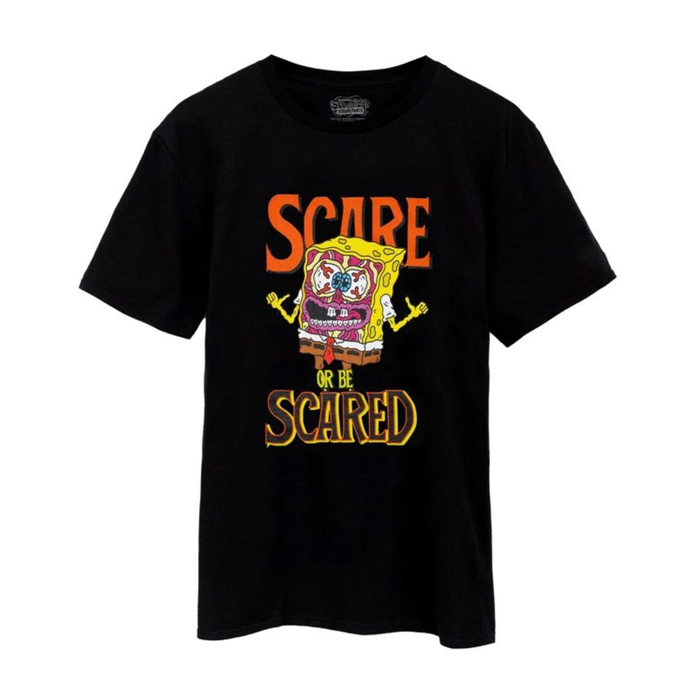 SpongeBob SquarePants Mens Scare Or Be Scared T-Shirt / Black